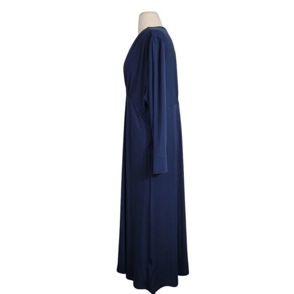 NWT Quince Tencel Jersey V-Neck Long Sleeve Midi Dress Sz XL Navy Stretch Pullov - Picture 6 of 11